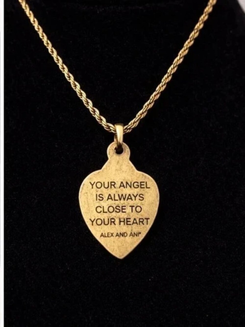 Alex and Ani Gold Heart Vintage Necklace – Angel Message Pendant - Picture 2 of 5